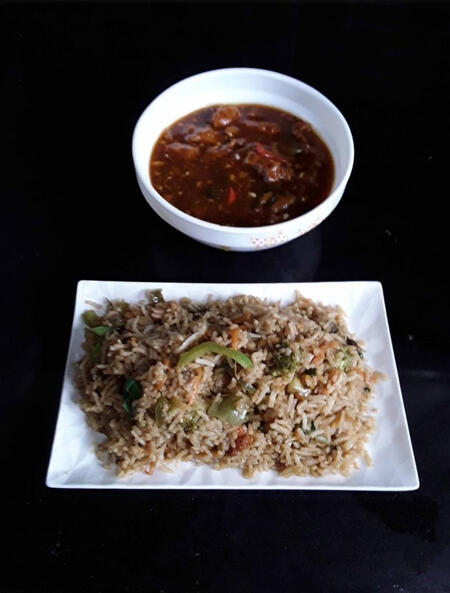 Chili Chicken and Fried Rice